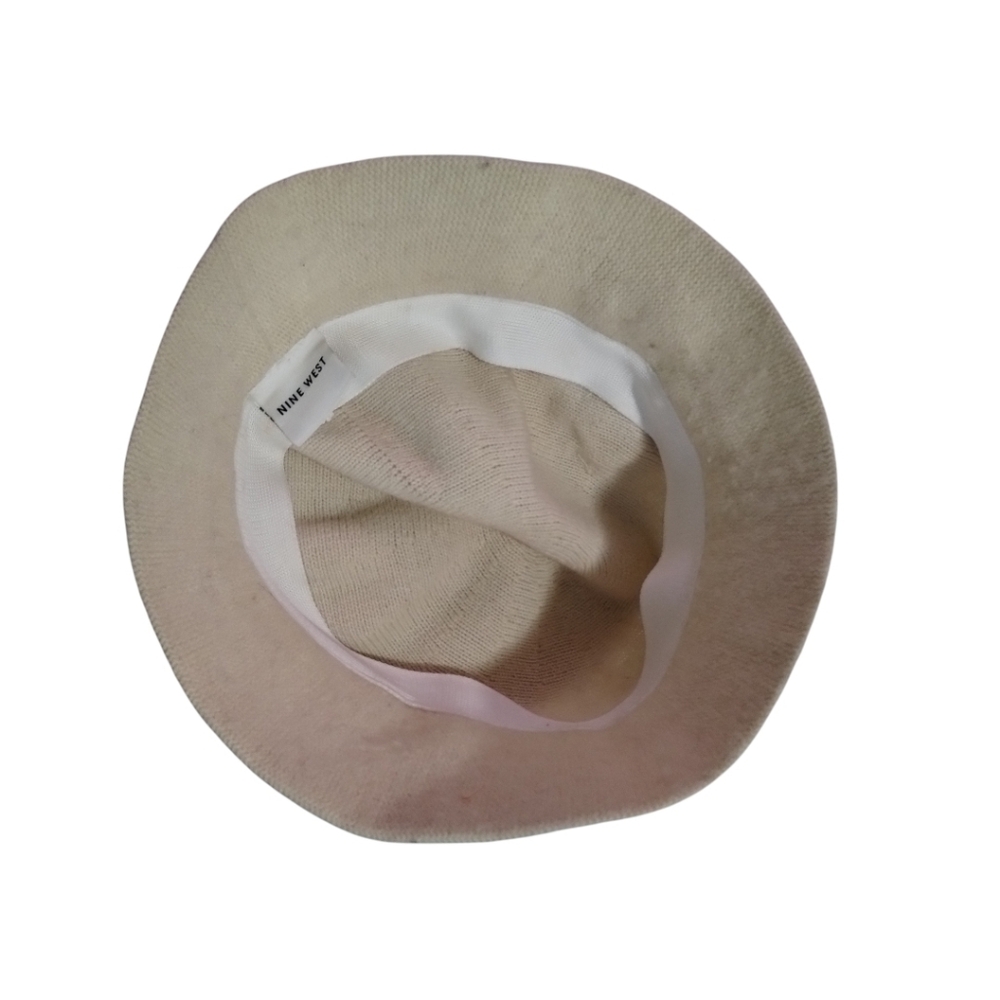 Nine West Cream Floral Women's French Style Bucket Wool Hat - Picture 3 of 6